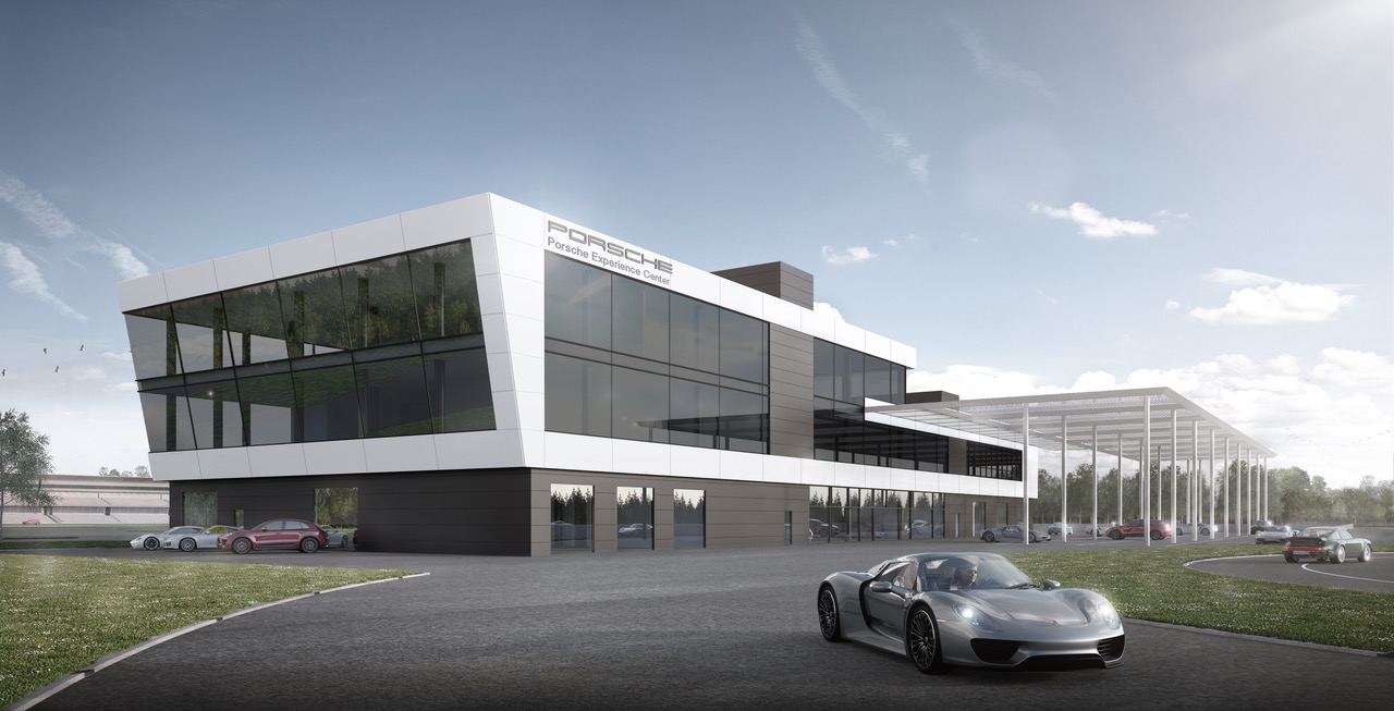 Rendering des Porsche Experience Centers am Hockenheimring